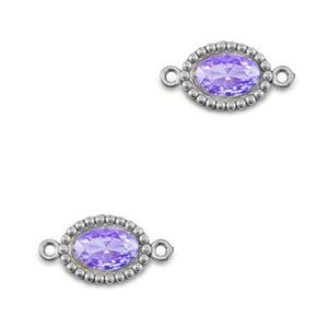 Connecteurs en acier Inox zirconium ovale Argent&eacute;-violet