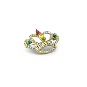 Broches couronne Dor&eacute;-vert-rose
