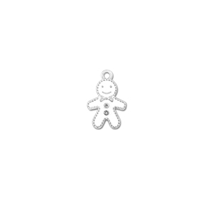 Breloques en m&eacute;tal zirconium bonhomme pain d'&eacute;pices Argent&eacute;-blanc