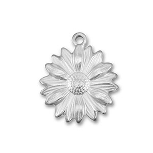 Breloques en acier Inox fleur Argent&eacute;