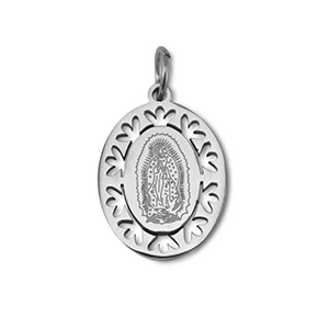 Breloques en acier Inox ovale religieuse Argent&eacute;