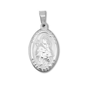 Breloques en acier Inox ovale "Saint Joseph" Argent&eacute;