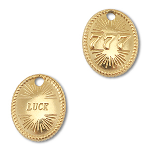 BY31&reg; Breloque en acier Inox num&eacute;ros des anges 777 / luck Dor&eacute;