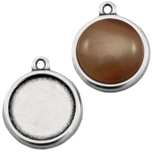 M&eacute;tal DQ serti 1 anneau pour cabochon 12mm Argent&eacute; antique (sans nickel)