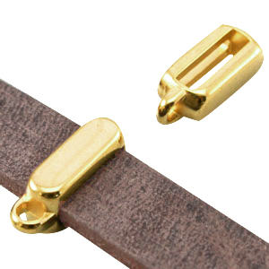 M&eacute;tal DQ poussoir rectangle avec anneau (pour cuir DQ plat 10mm) Dor&eacute; (sans nickel)