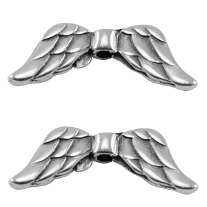 Perles en m&eacute;tal DQ ailes d'anges Argent&eacute; antique (sans nickel)