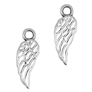 Breloques en m&eacute;tal DQ aile d'ange Argent&eacute; antique (sans nickel)