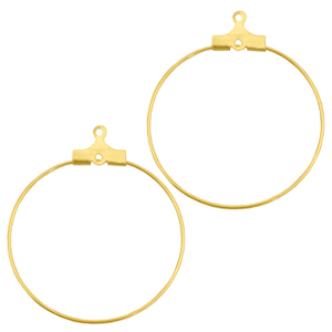 Supports boucles d'oreilles cr&eacute;oles 30mm en m&eacute;tal DQ dor&eacute; (sans nickel)