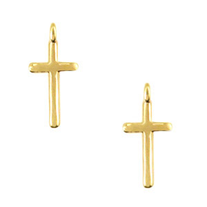 Breloques en m&eacute;tal DQ croix avec anneau Dor&eacute; (sans nickel)