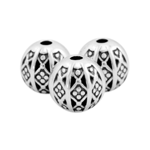 Perles en m&eacute;tal DQ balle boh&egrave;me 8mm Argent&eacute; antique (sans nickel)