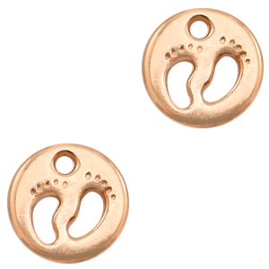 Breloques en m&eacute;tal DQ pieds Dor&eacute; ros&eacute; (sans nickel)