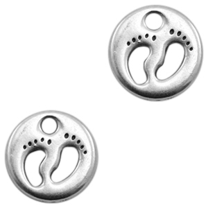 Breloques en m&eacute;tal DQ pieds Argent&eacute; antique (sans nickel)