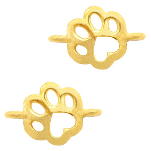 Breloques en m&eacute;tal DQ connecteur patte de chien Dor&eacute; (sans nickel)