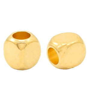Perles en m&eacute;tal DQ cube Dor&eacute; (sans nickel)