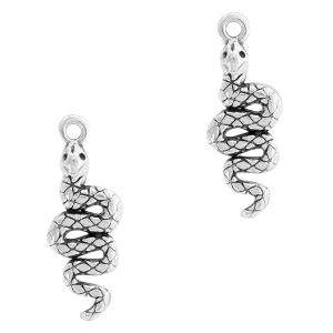 Breloques en m&eacute;tal DQ serpent Argent&eacute; antique (sans nickel)