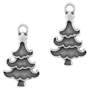 Breloques en m&eacute;tal DQ sapin de No&euml;l Argent&eacute; antique (sans nickel)