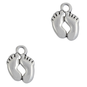 Breloques en m&eacute;tal DQ pieds Argent&eacute; antique (sans nickel)
