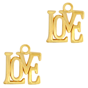 Breloques en m&eacute;tal DQ "love" Dor&eacute; (sans nickel)