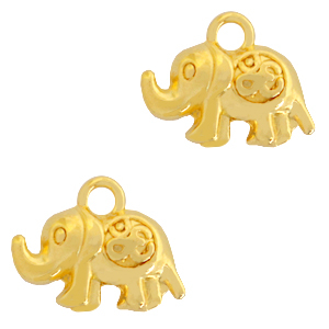 Breloques en m&eacute;tal DQ &eacute;l&eacute;phant & Ohm Dor&eacute; (sans nickel)