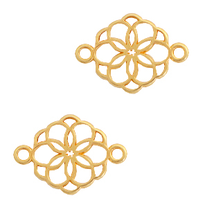 Breloques en m&eacute;tal DQ connecteur fleur Dor&eacute; (sans nickel)