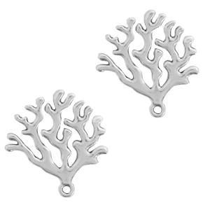 Breloques en m&eacute;tal DQ corail Argent&eacute; antique (sans nickel)