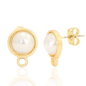 Appr&ecirc;ts en m&eacute;tal DQ puce perle rond 10mm avec anneau Dor&eacute; (sans nickel)