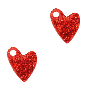 Breloques Plexx coeur paillet&eacute; Rouge rubis