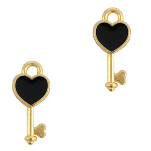 Breloques en m&eacute;tal DQ cl&eacute; Dor&eacute;-noir (sans nickel)