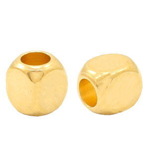 Perles en m&eacute;tal DQ cube 4mm Dor&eacute; (sans nickel)