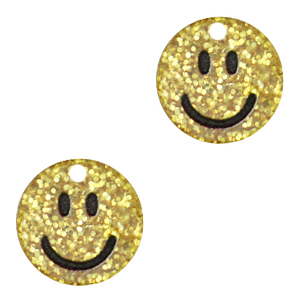 Breloques Plexx smiley Dor&eacute; paillet&eacute;