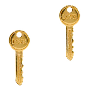 Breloques en m&eacute;tal DQ cl&eacute; "Love" Dor&eacute; (sans nickel)
