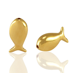 Perles en m&eacute;tal DQ poisson Dor&eacute; (sans nickel)