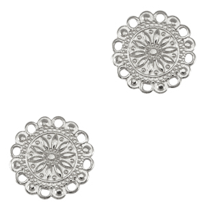 Breloques en m&eacute;tal DQ connecteur fleur Argent&eacute; antique (sans nickel)