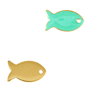 Breloques en m&eacute;tal DQ poisson Dor&eacute;-bleu veraman (sans nickel)