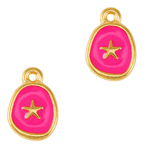 Breloques en m&eacute;tal DQ &eacute;toile de mer Dor&eacute;-rose fuchsia n&eacute;on (sans nickel)