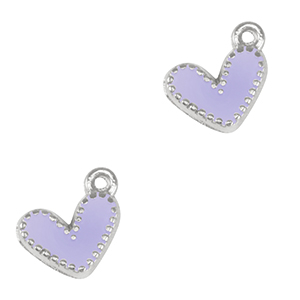 Breloques en m&eacute;tal DQ coeur Argent&eacute; antique-violet lavande (sans nickel)