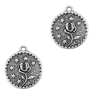 Breloques en m&eacute;tal DQ fleur Argent&eacute; antique (sans nickel)