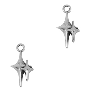 Breloques en m&eacute;tal DQ &eacute;toile Argent&eacute; antique (sans nickel)