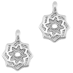 Breloques en m&eacute;tal DQ fleur Argent&eacute; antique (sans nickel)