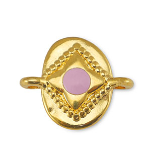 Breloques en m&eacute;tal DQ connecteur ovale Rose clair-Dor&eacute; (sans nickel)