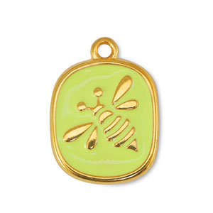 Breloques en m&eacute;tal DQ abeille Jaune citron-Dor&eacute; (sans nickel)