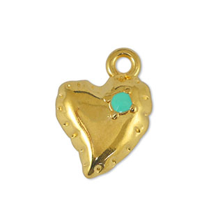 Breloques en m&eacute;tal DQ coeur Veraman Bleu-Dor&eacute; (sans nickel)