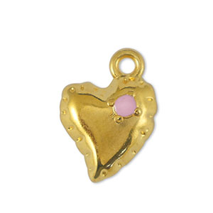 Breloques en m&eacute;tal DQ coeur Rose clair-Dor&eacute; (sans nickel)