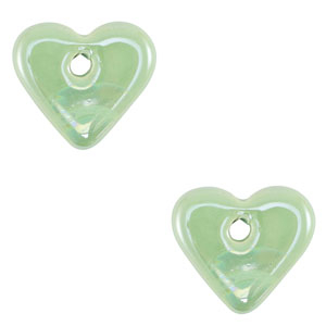 Perles en c&eacute;ramique DQ grecque coeur Vert clair