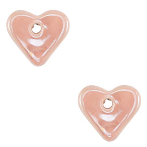 Perles en c&eacute;ramique DQ grecque coeur P&ecirc;che