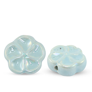 Perles en c&eacute;ramique fleur Bleu clair