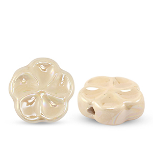 Perles en c&eacute;ramique fleur Beige