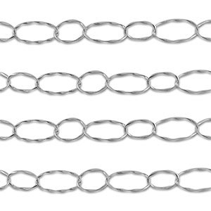 Appr&ecirc;ts en acier Inox cha&icirc;ne maille jaseron ovale Argent&eacute;