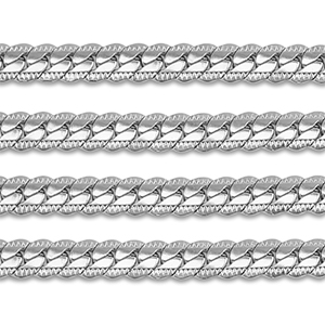 Appr&ecirc;ts en acier Inox cha&icirc;ne maille jaseron gourmette plat Argent&eacute;