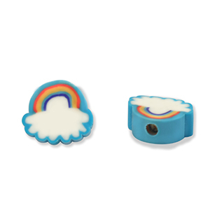 Perles en polym&egrave;re arc-en-ciel Bleu-blanc